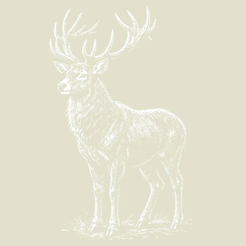 Weiße Hirsch-Silhouette mit Geweihen
