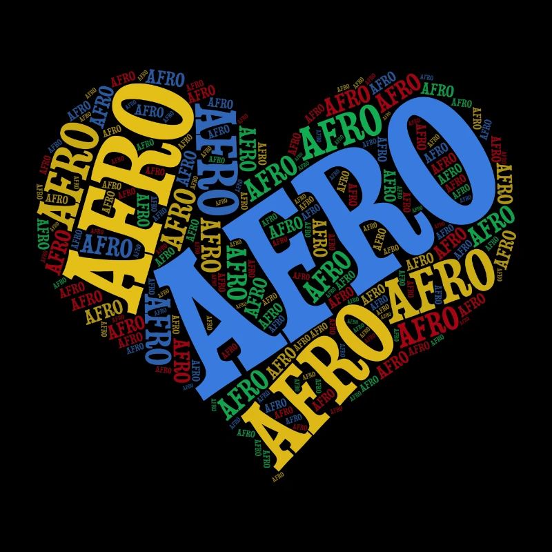 tshirt Afro coeur nuage de mots t-shirt collage