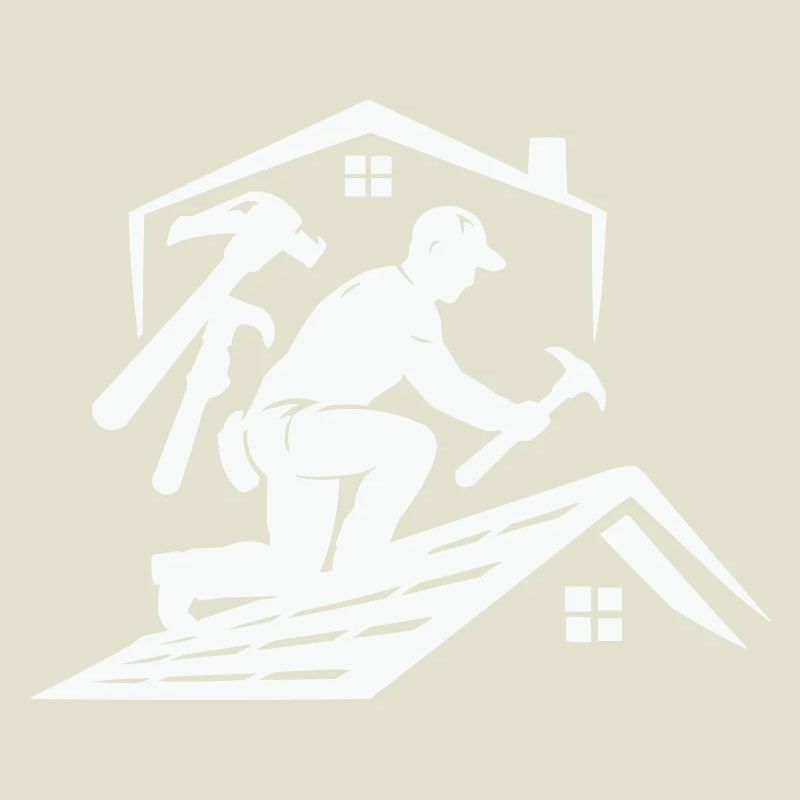 Dachdecker Silhouette am Dach