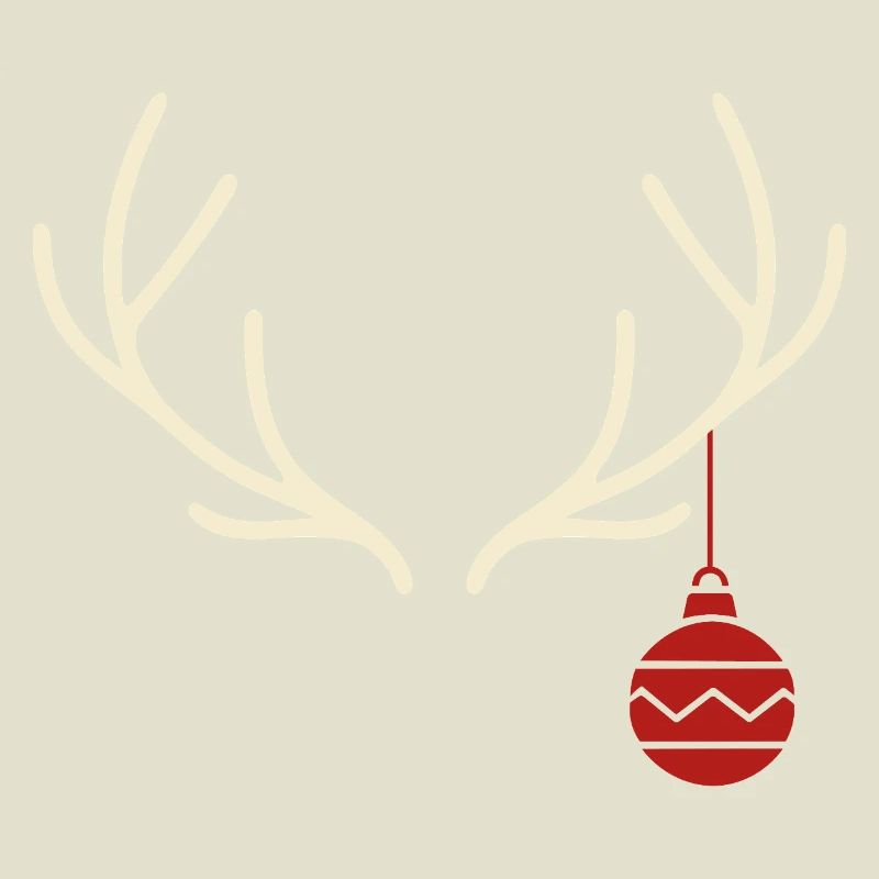 Geweih mit roter Weihnachtskugel – Yule Stil