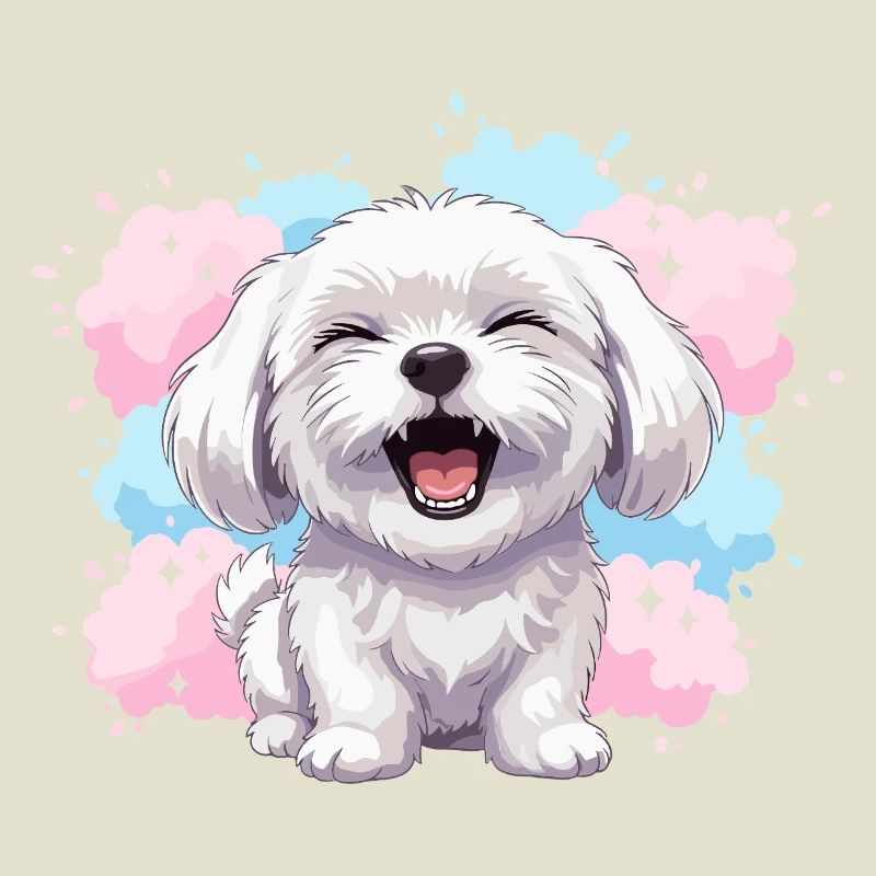 Cheerful Fluffy Dog Pastel Splash