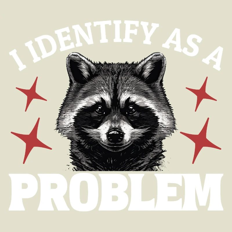 I Identify As A Problem - Sarcastic Funny Racoon