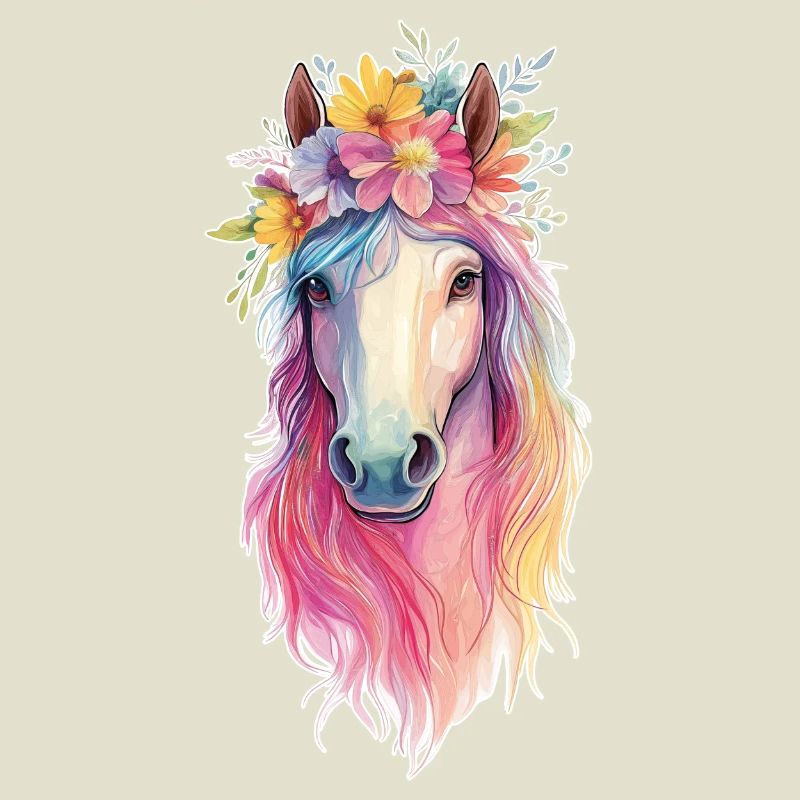 Cheval avec des fleurs