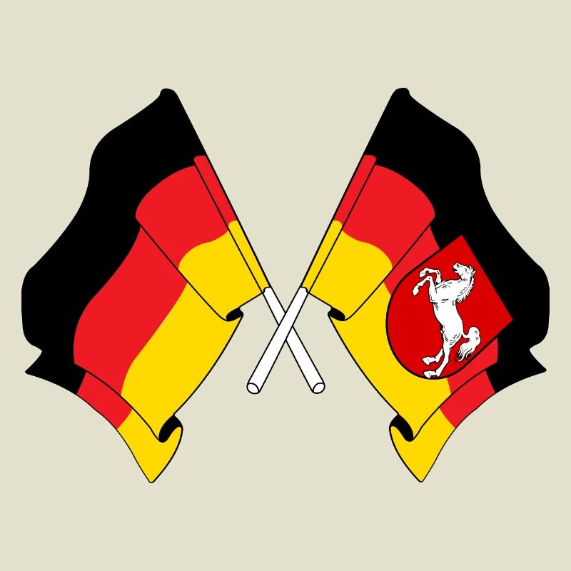 Drapeau de l’Allemagne et drapeau de la Basse-Saxe croisés