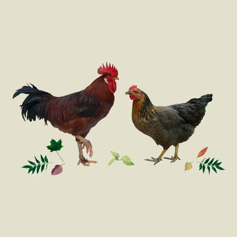Rooster and chicken