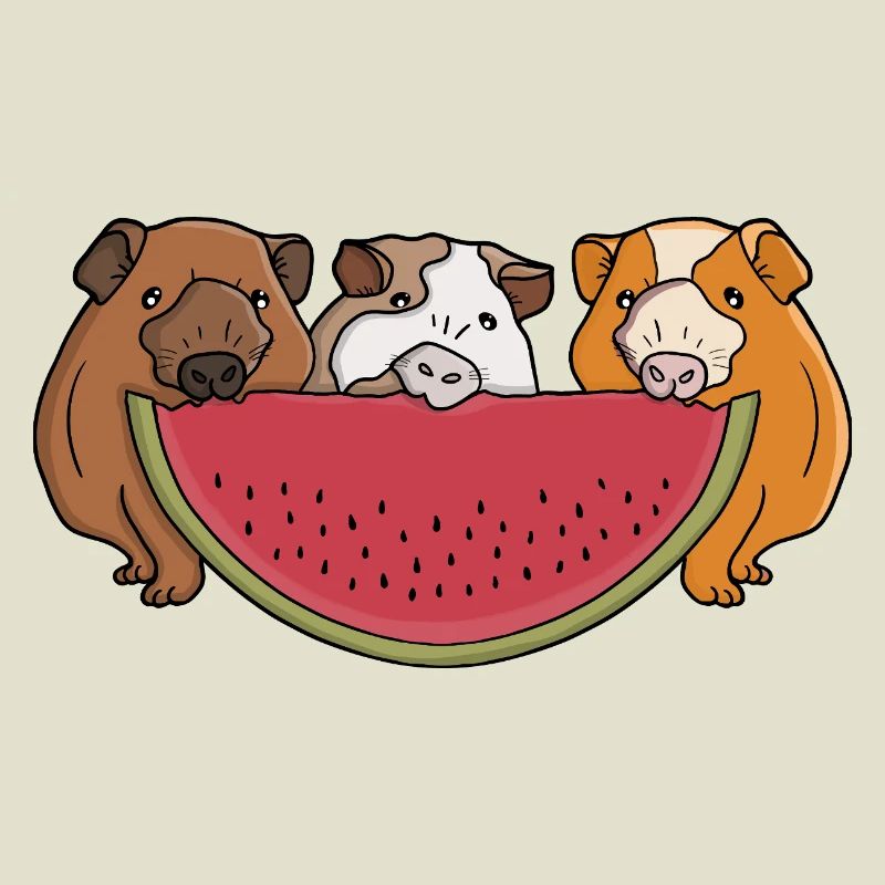 Illustration de cochons d'Inde ludiques et de pastèques
