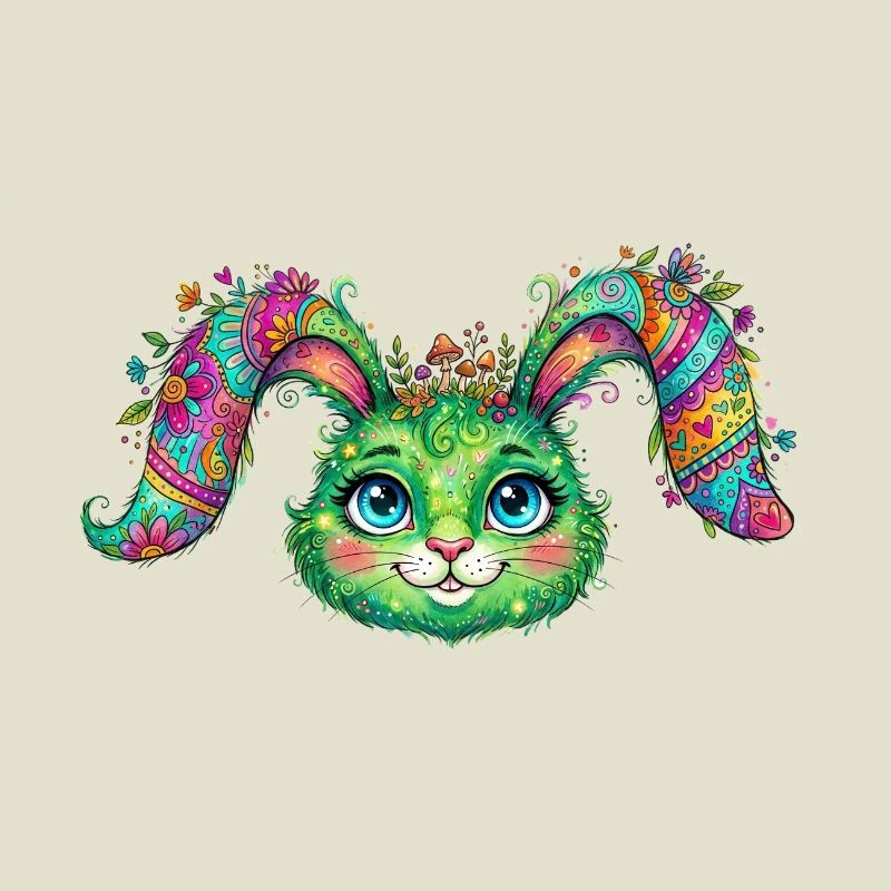 Buntes Blumenhasen – Gesicht