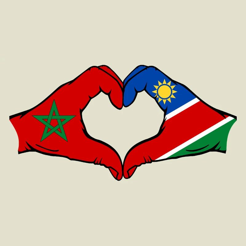 Morocco Namibia Flag Hands Heart Shape