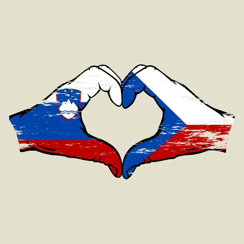 Drapeau de la Slovénie et de la République tchèque utilisés à la main
