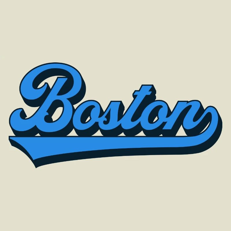 Boston Blau Script Retro