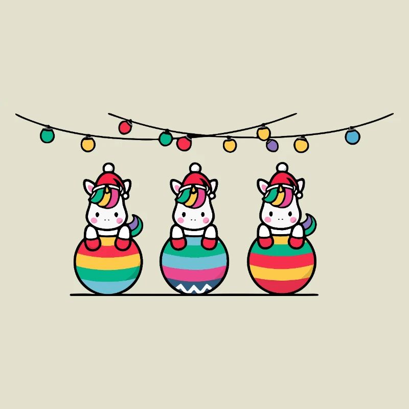 3 Einhörner Weihnachtskugeln Freunde