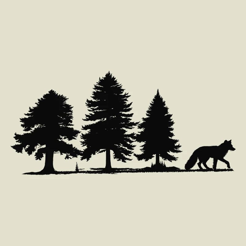 Forest Path Fox Silhouette