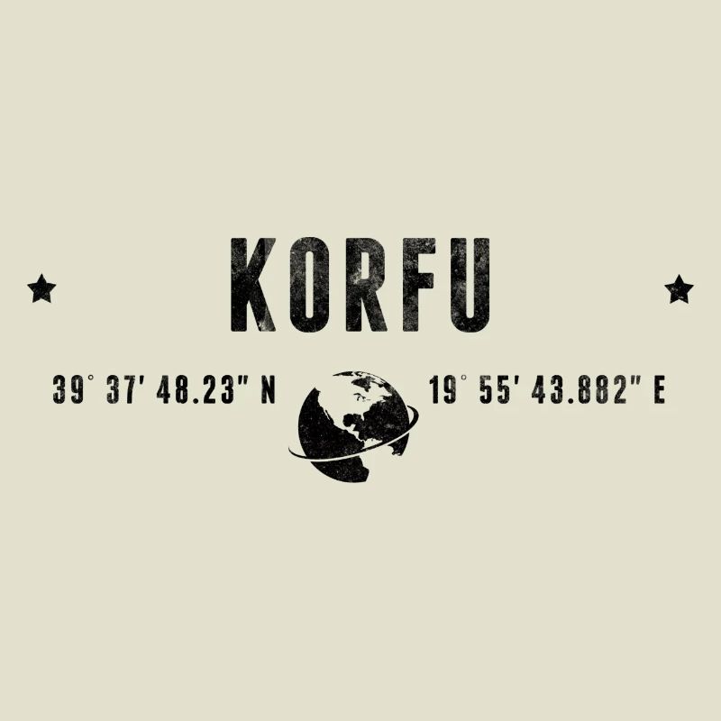 Corfu Stylized Geographical Coordinates