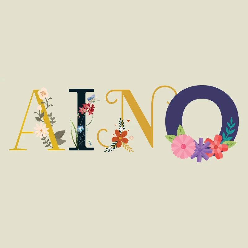 Nom AINO décoré de fleurs