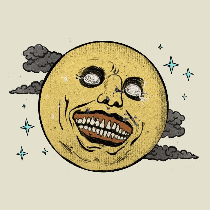 Laughing moon in the starry sky