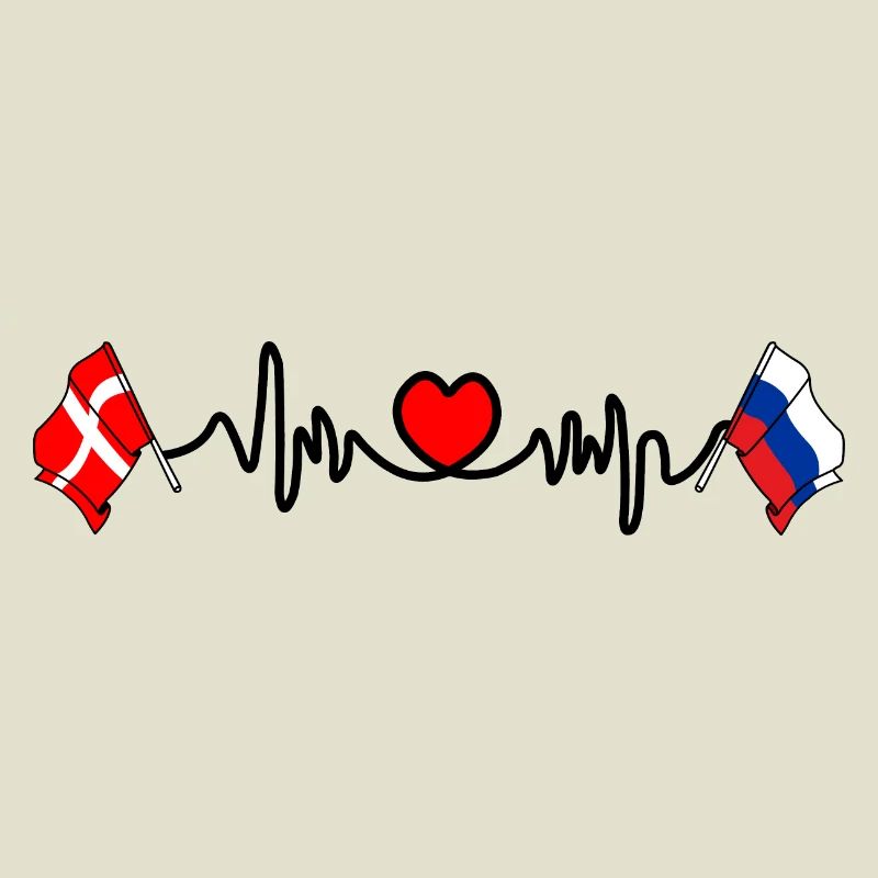 Cardio cardiaque Drapeau Danemark, drapeau Russie