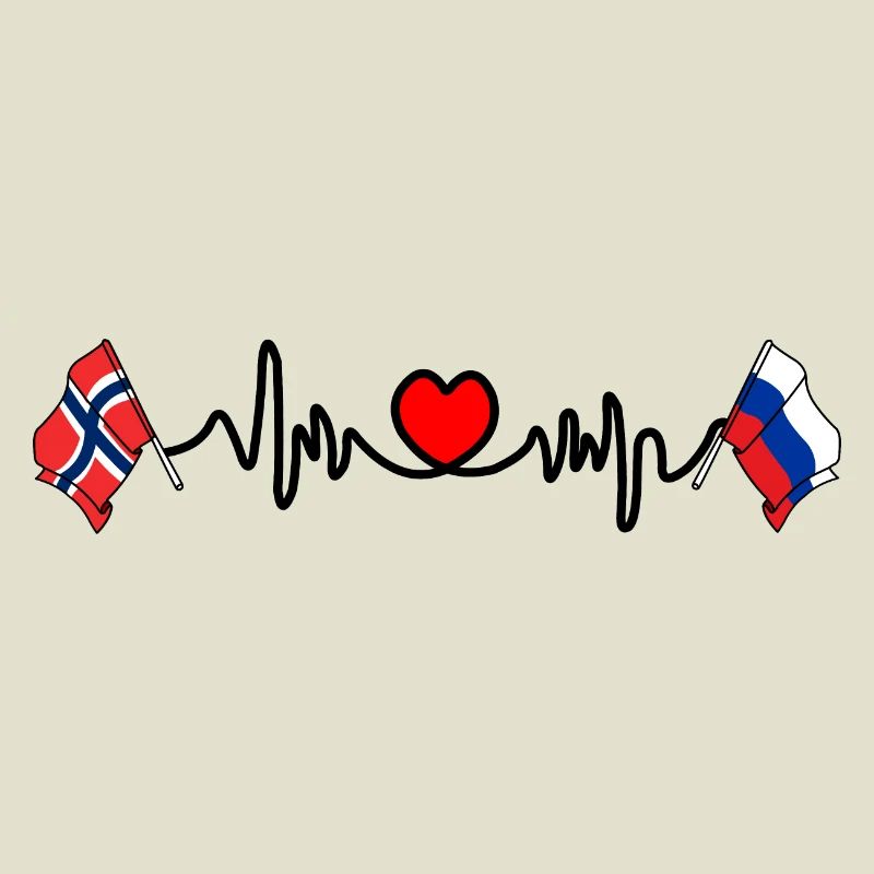 Cardio heart Drapeau Norvège, drapeau Russie