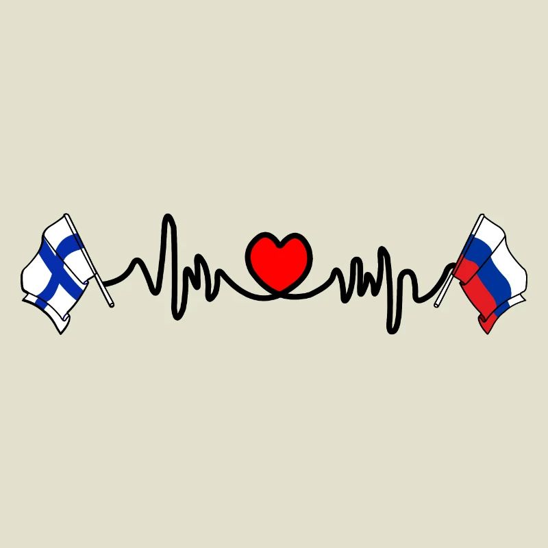 Cardio heart Drapeau Finlande, drapeau Russie
