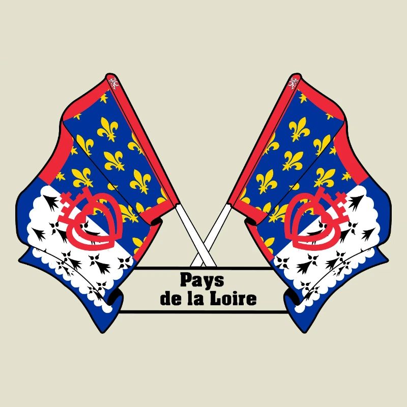 Drapeaux croisés + texte « Pays de la Loire »
