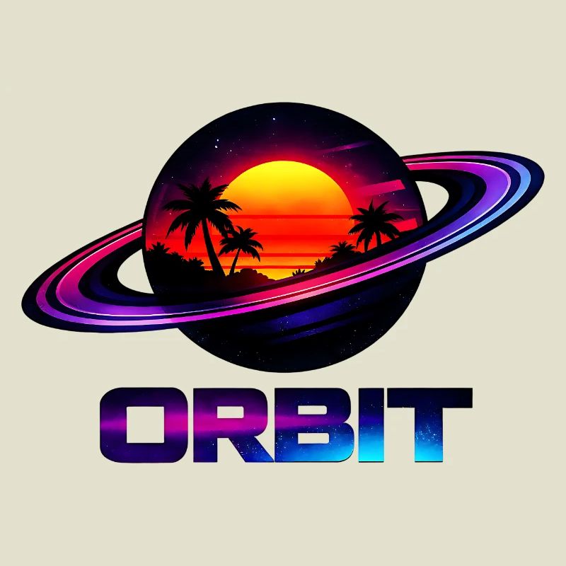 Orbite Saturn géométrique Rétro Synthwave années 80