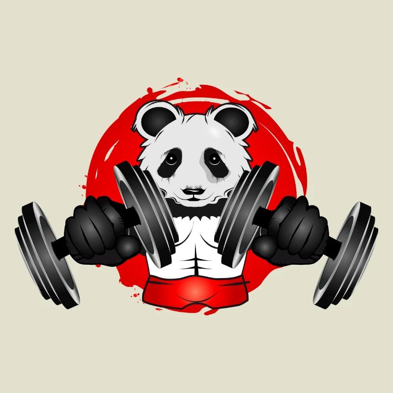 Bodybuilder Panda Bear avec haltère en Gym Patch