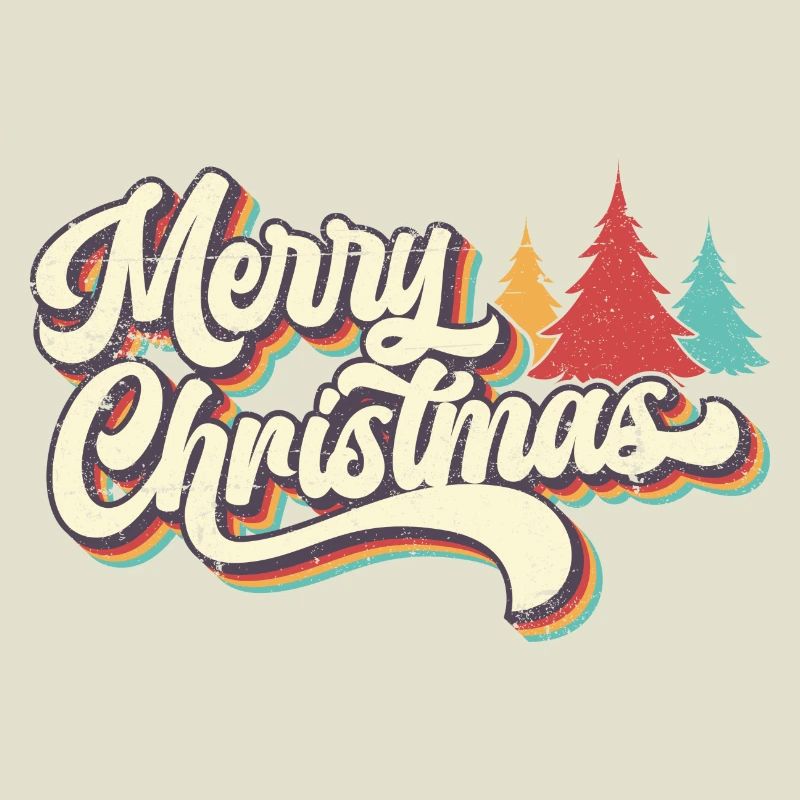 Rétro Joyeux Noël Arc-en-ciel Script