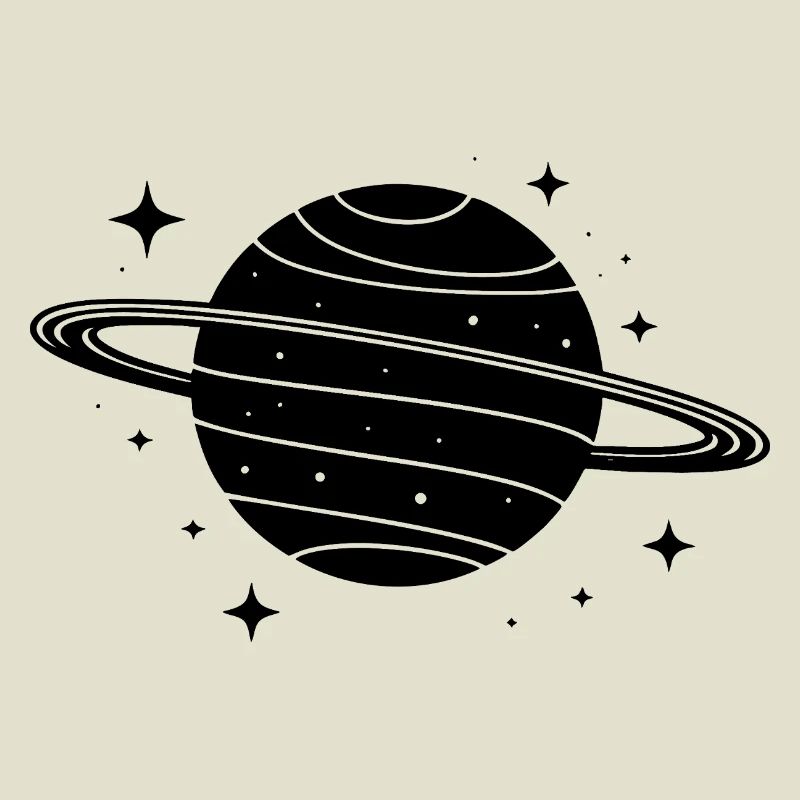 Minimalistischer Planet mit Ring – Schwarze Space