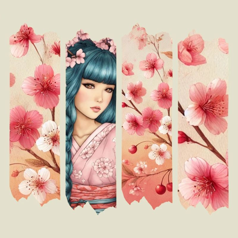 Kirschblüten Kimono Panel Portrait