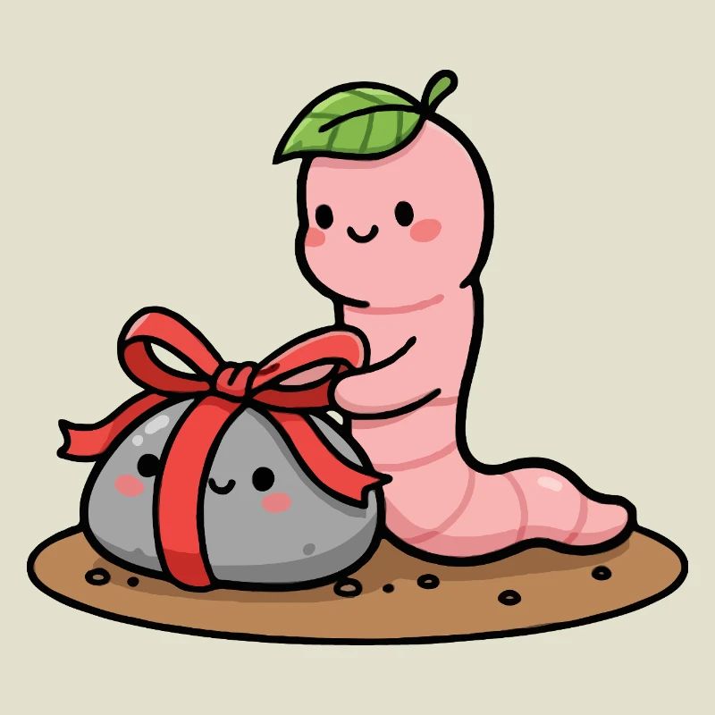 Kleiner Wurm mit Geschenk