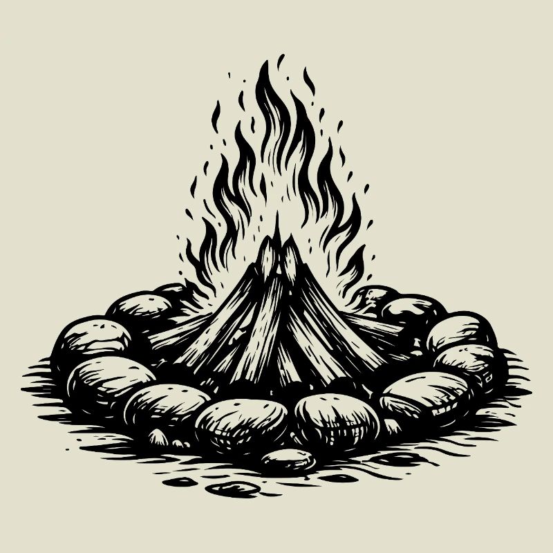 Icône du feu de camp Bois