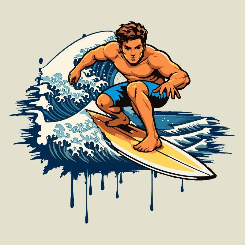 Dynamische Graffiti Illustration  eines Surfers