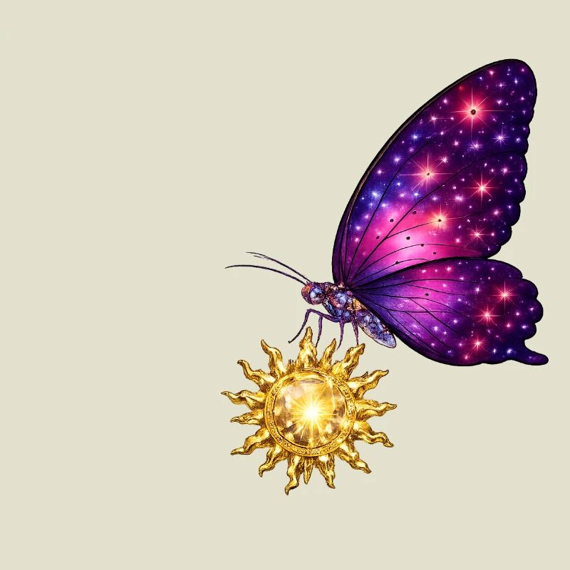 Soleil doré et papillon de l’espace.