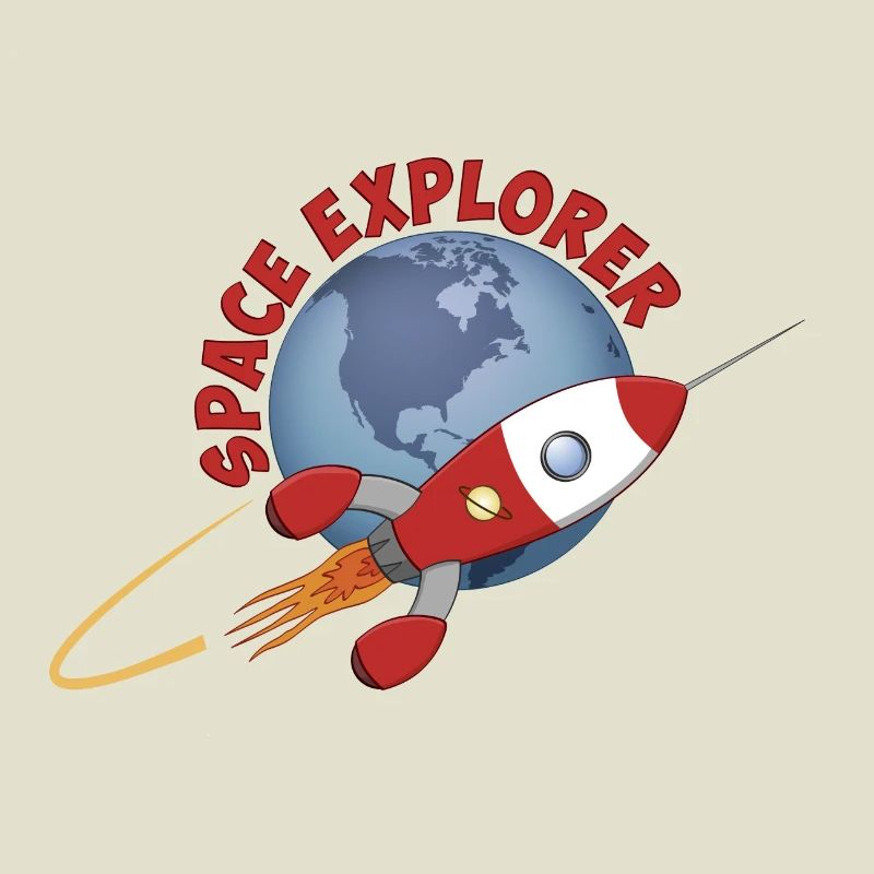 Space explorer, the rocket and earth.