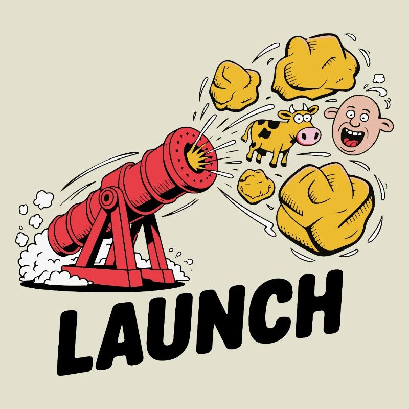 Comic Dinosaur Cannon Explosion Design