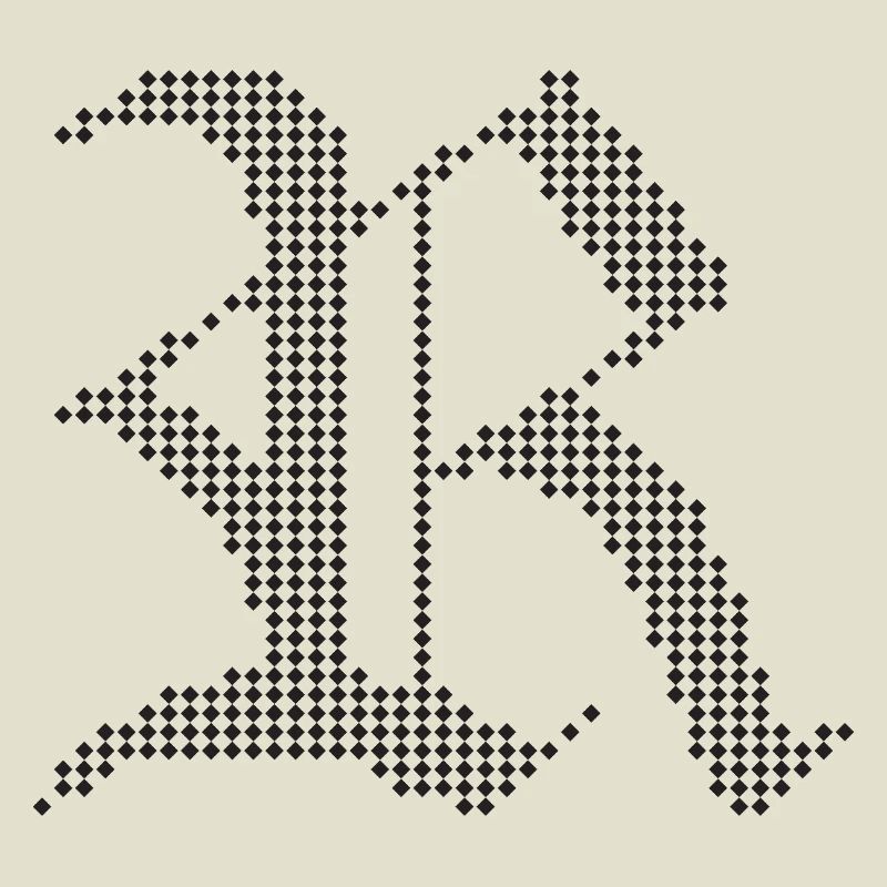 Typographic R Gothic Letter Design