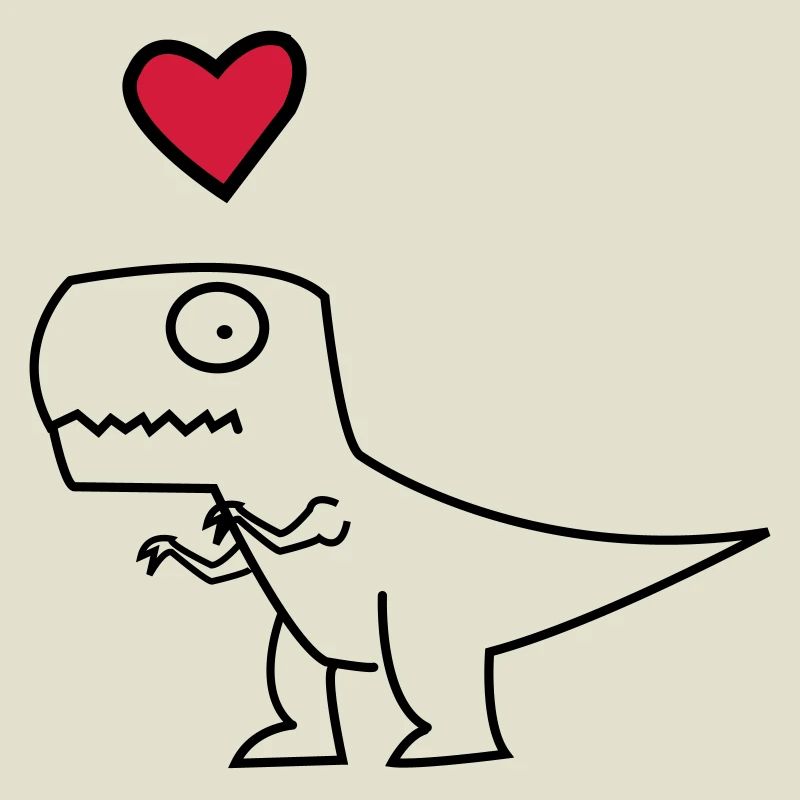 Dino Herz auf Schwarz