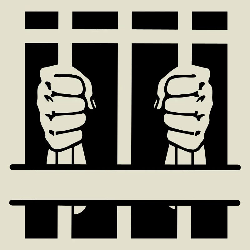 Zwei Fäuste hinter Gittern und Leerzeichen