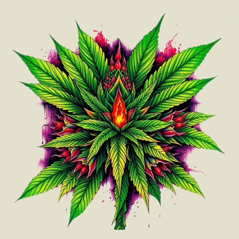 Fire Mandala Cannabis Leaf Star