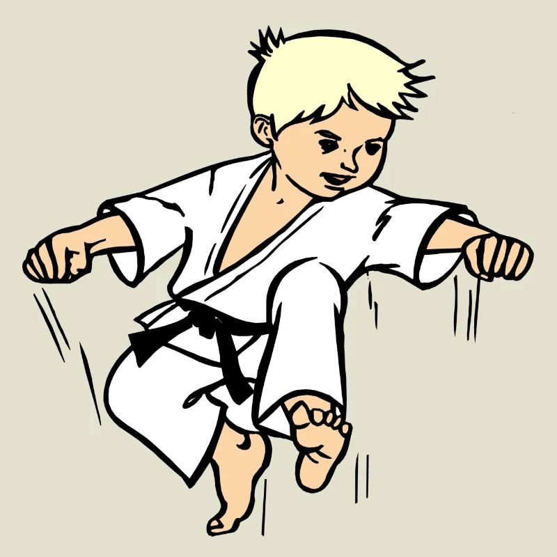 Karatekind oder Judokind mit schwarzem Gürtel