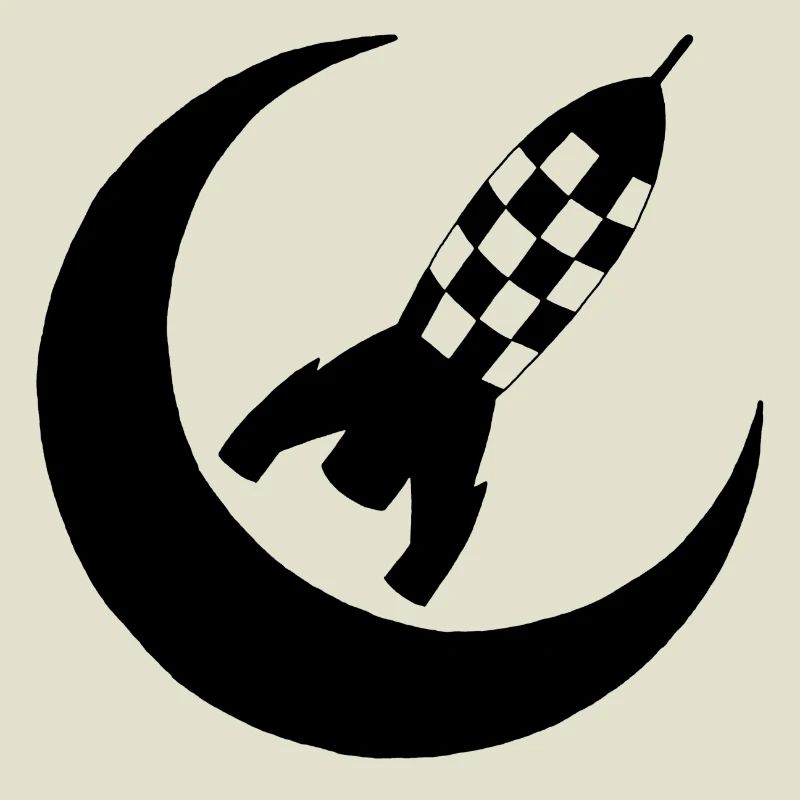 Black rocket and half-moon