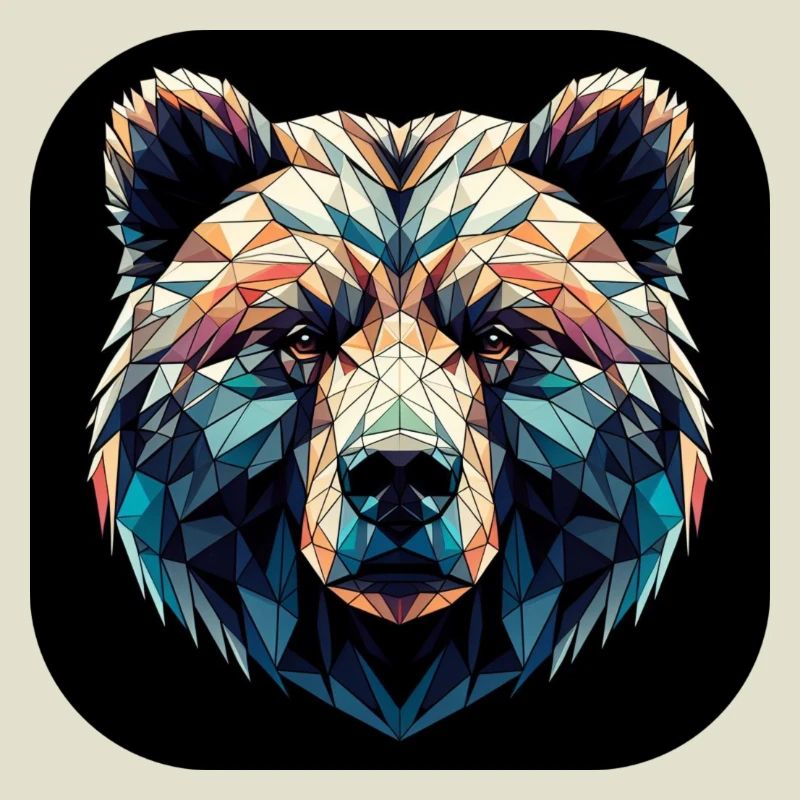 Ours coloré dans un design polygonal