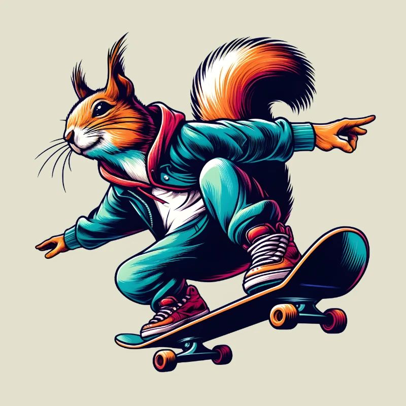 Cool squirrel on a skateboard