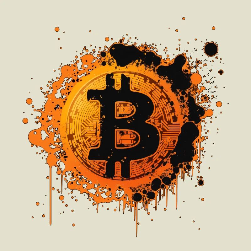 Éclaboussures de Bitcoin Graffiti Orange