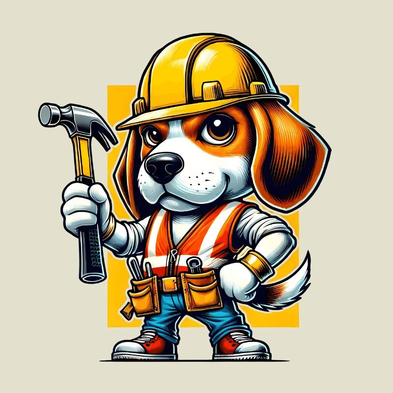 Beagle construction worker