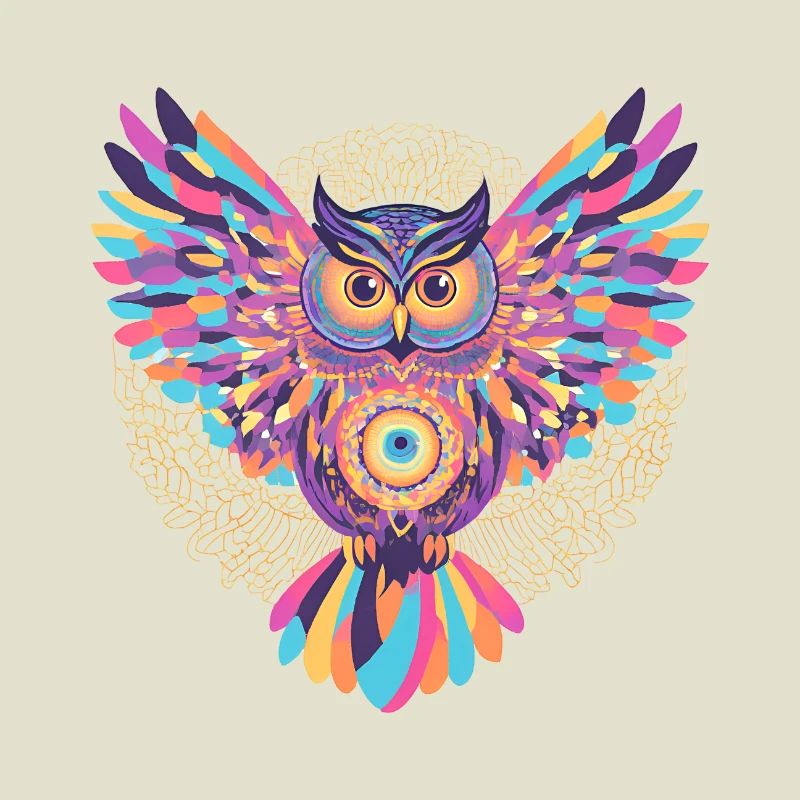 Regenbogenmandala-Eule