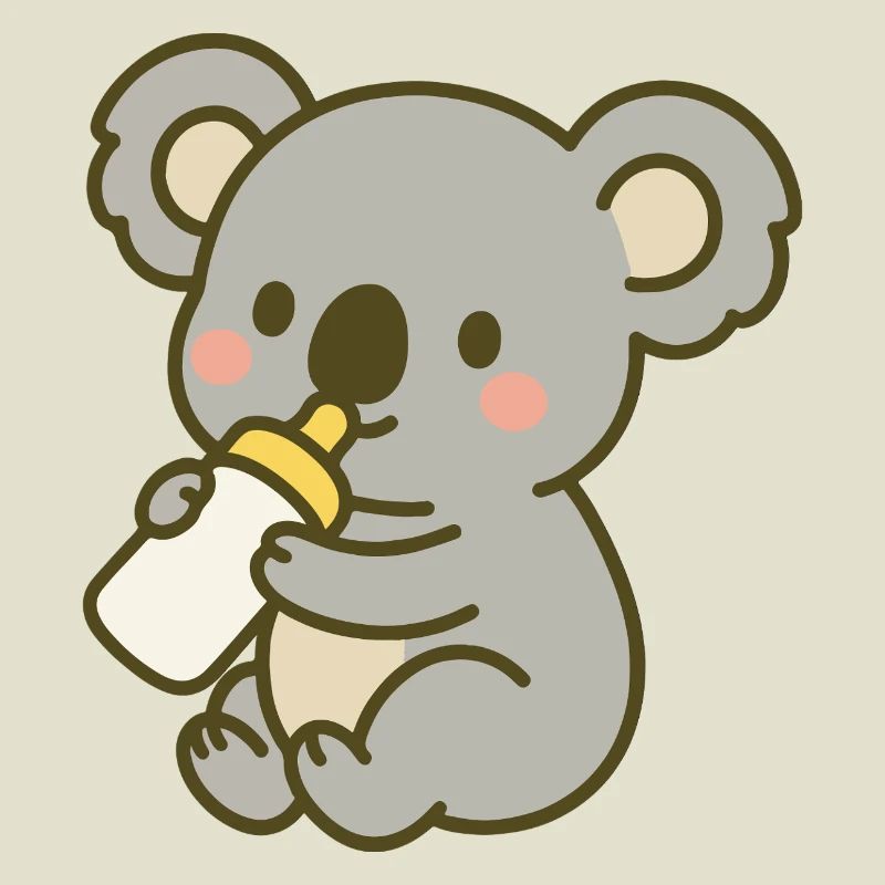 Cuddly koala with bottle
