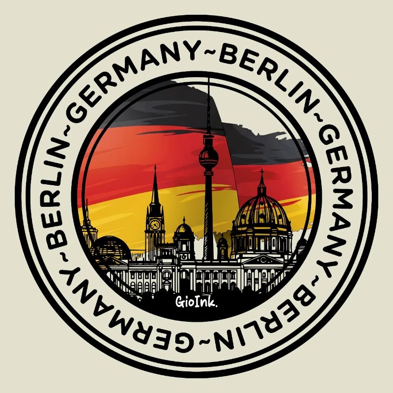 Berliner Skyline mit deutschen Flaggenfarben