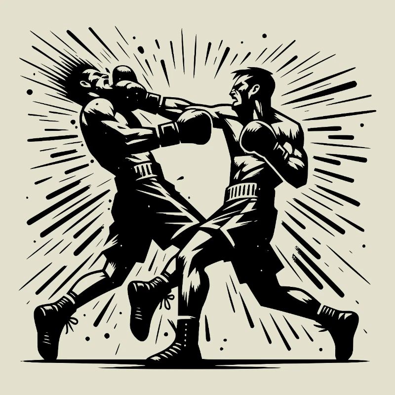 Action de boxe rétro Le coup de poing décisif