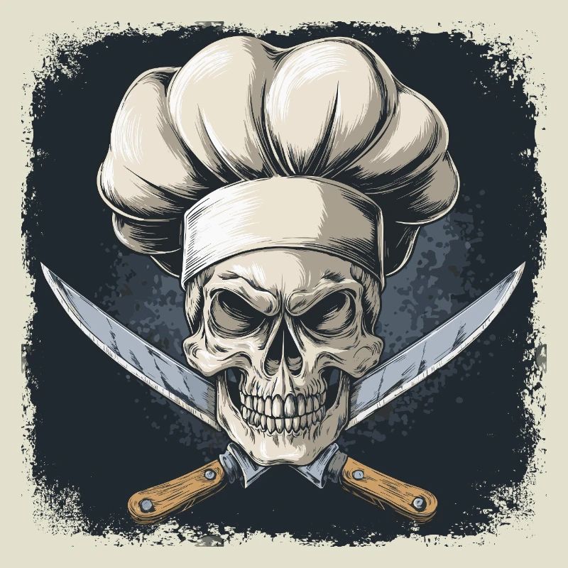 Skull with chef's hat