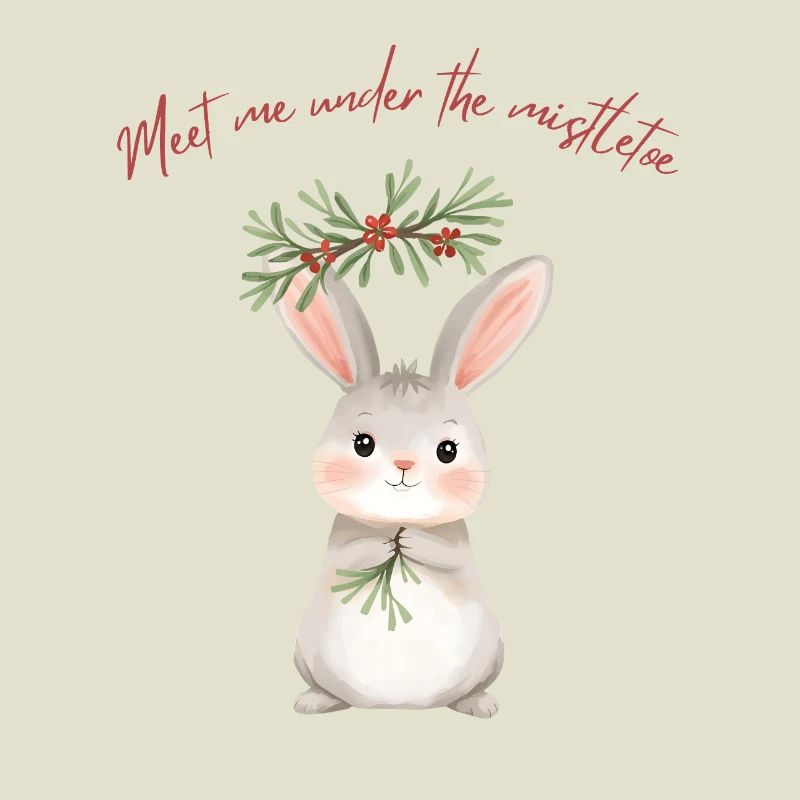 Lapin sous gui Conception de Noël